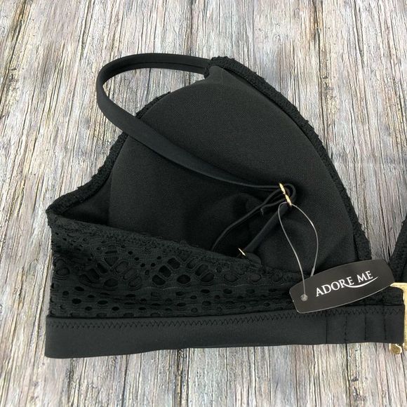 Adore Me Haukea Black Lace Triangle Bikini Top NWT size L - Picture 5 of 10